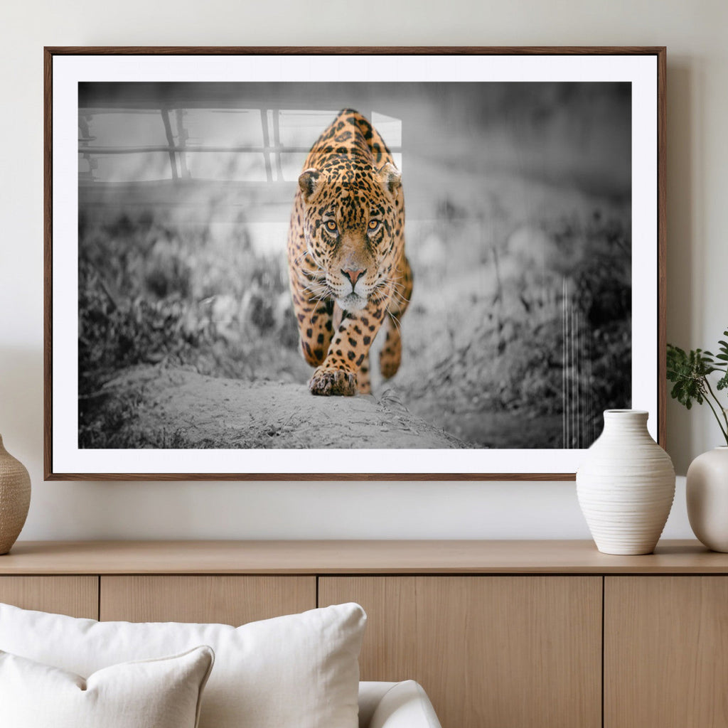 Jaguar Wall Art Canvas Print, Majestic Big Cat in Focused Pursuit