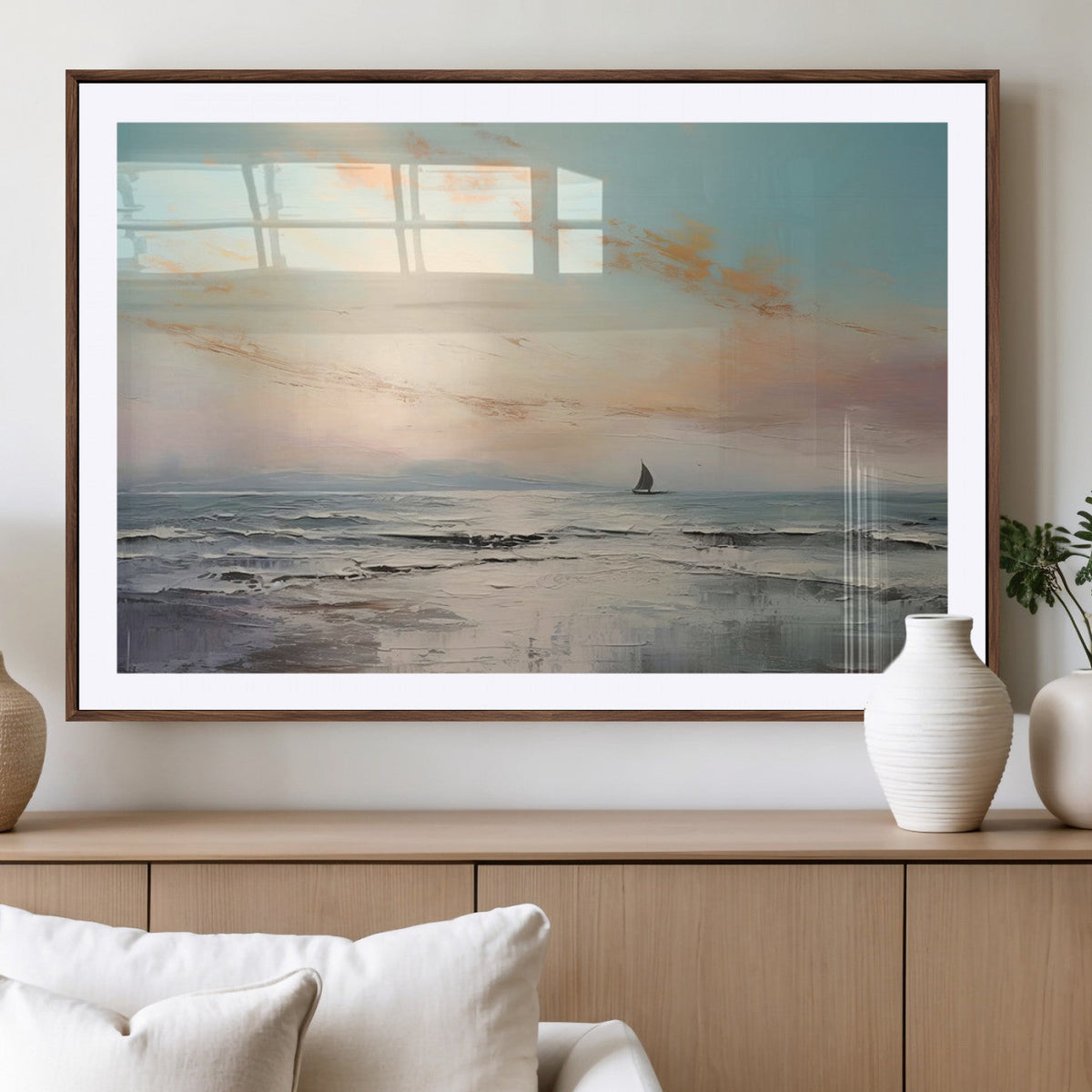 Abstract Ocean Wall Art, Boat Wall Art Canvas Print
