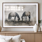 Chinese Ink Style Vintage Horses Wall Art Canvas Print
