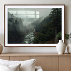 Misty Forest Wall Art, Tranquil Nature Landscape, Ready to Hang | Extra Large 3 Piece Canvas Wall Art