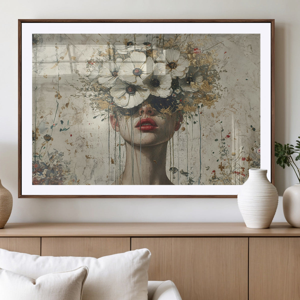 Abstract Floral Women Pastel Wall Art Canvas Print