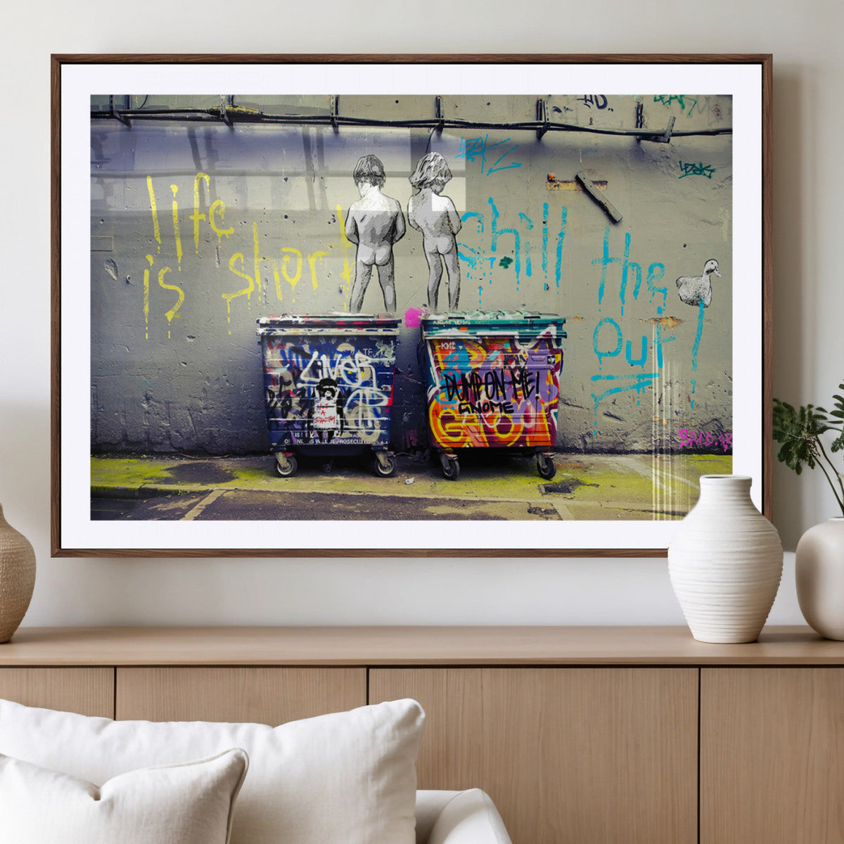 Banksy Life is Short Wall Art, Iconic Graffiti Street Art Canvas Print