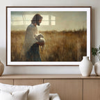 Jesus the Good Shepherd Wall Art Canvas Print, Inspirational Christian Religious Print for Prayer Room