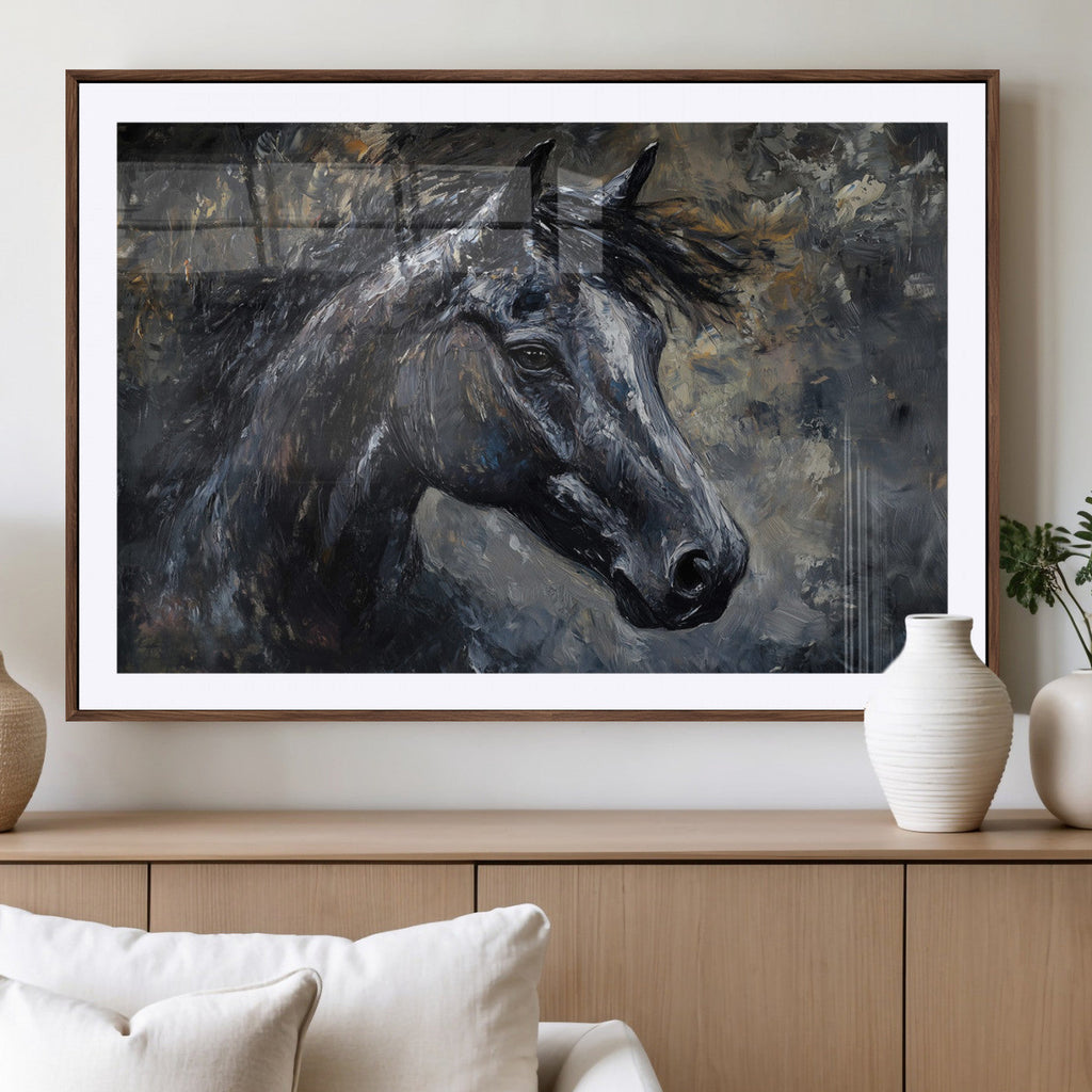 Large Abstract Horse Wall Art Canvas Print, Farmhouse Wall Art