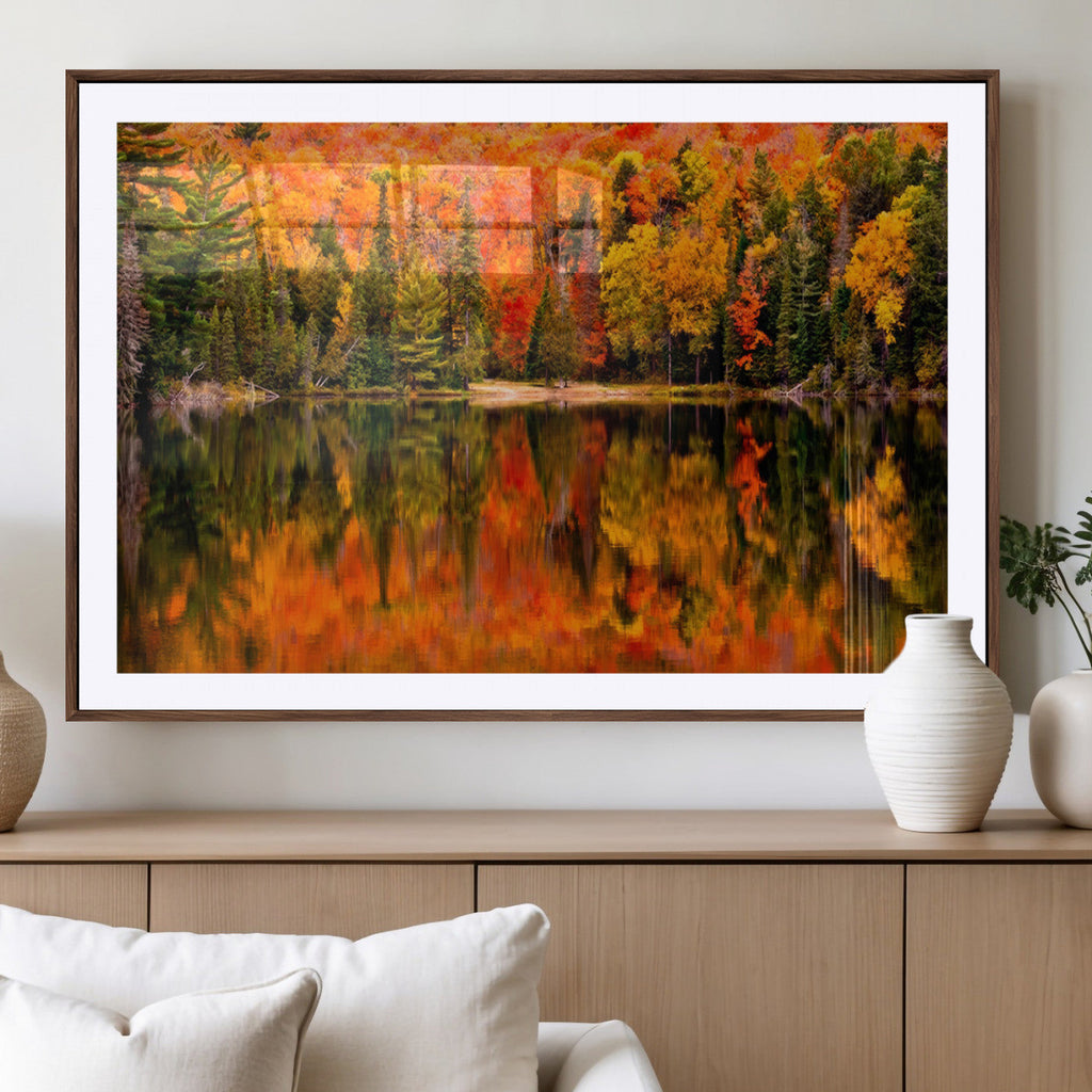 Forest Reflection Art | Autumn Forest Reflection Wall Art | Triptych Canvas Print
