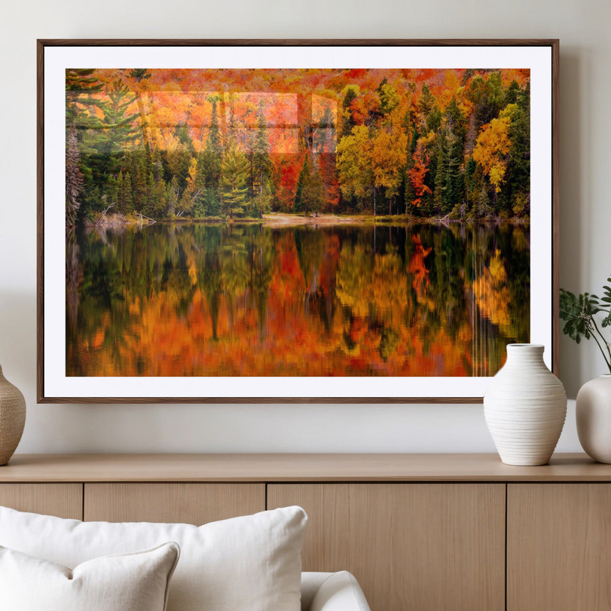 Forest Reflection Art | Autumn Forest Reflection Wall Art | Triptych Canvas Print