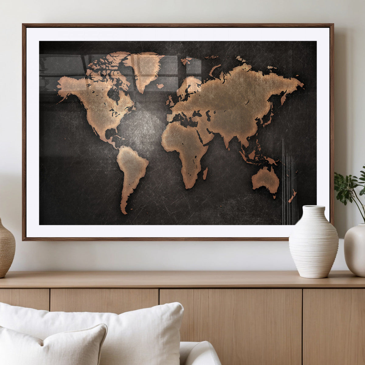 World Map Canvas Print | Framed Travel Map Wall Art for Couples