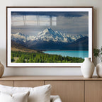 Mount Cook and Lake Pukaki Canvas Wall Art Print | Majestic Snow Capped Peaks