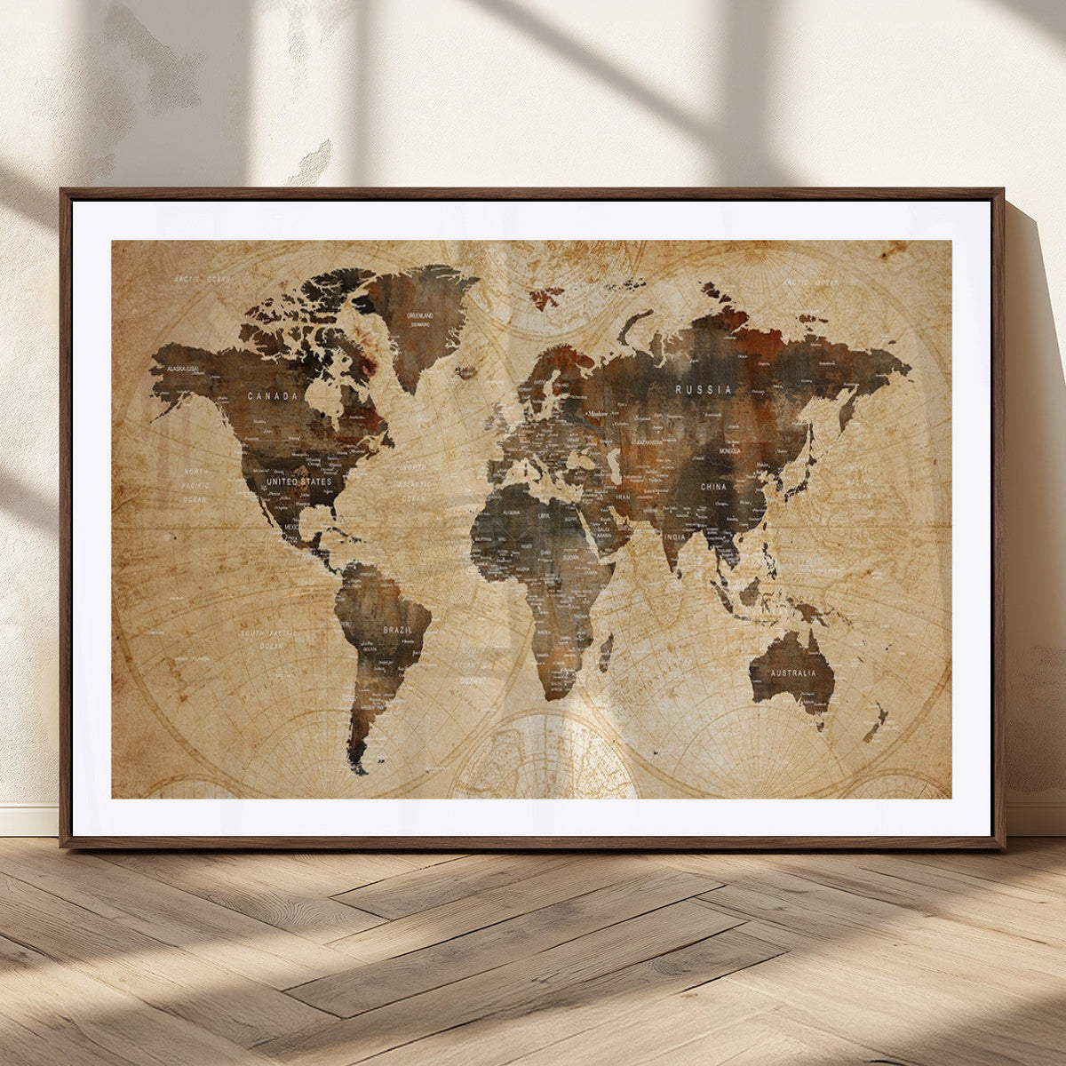 Push Pin World Map Canvas Print | Framed Travel Tracker Wall Art