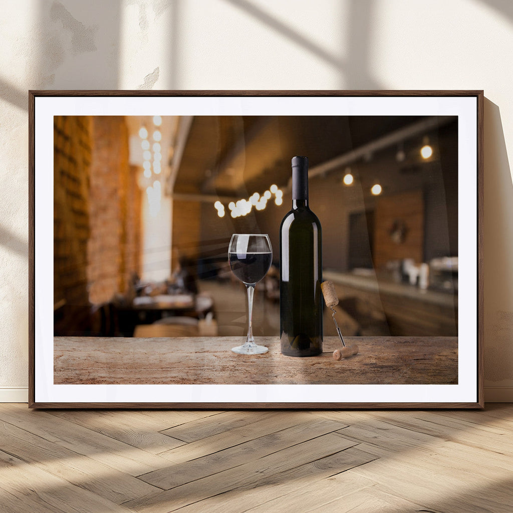Wine and Bottle Wall Art Canvas Print