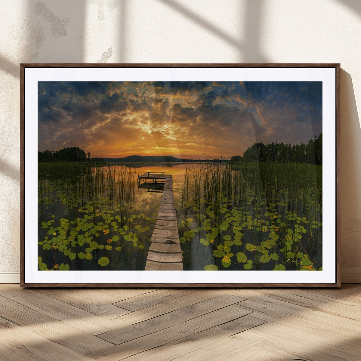 Lake and Flower Wall Art Canvas Print