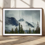Mountain Mist Canvas Wall Art Print | 3-Panel Foggy Forest and Mountain Landscape