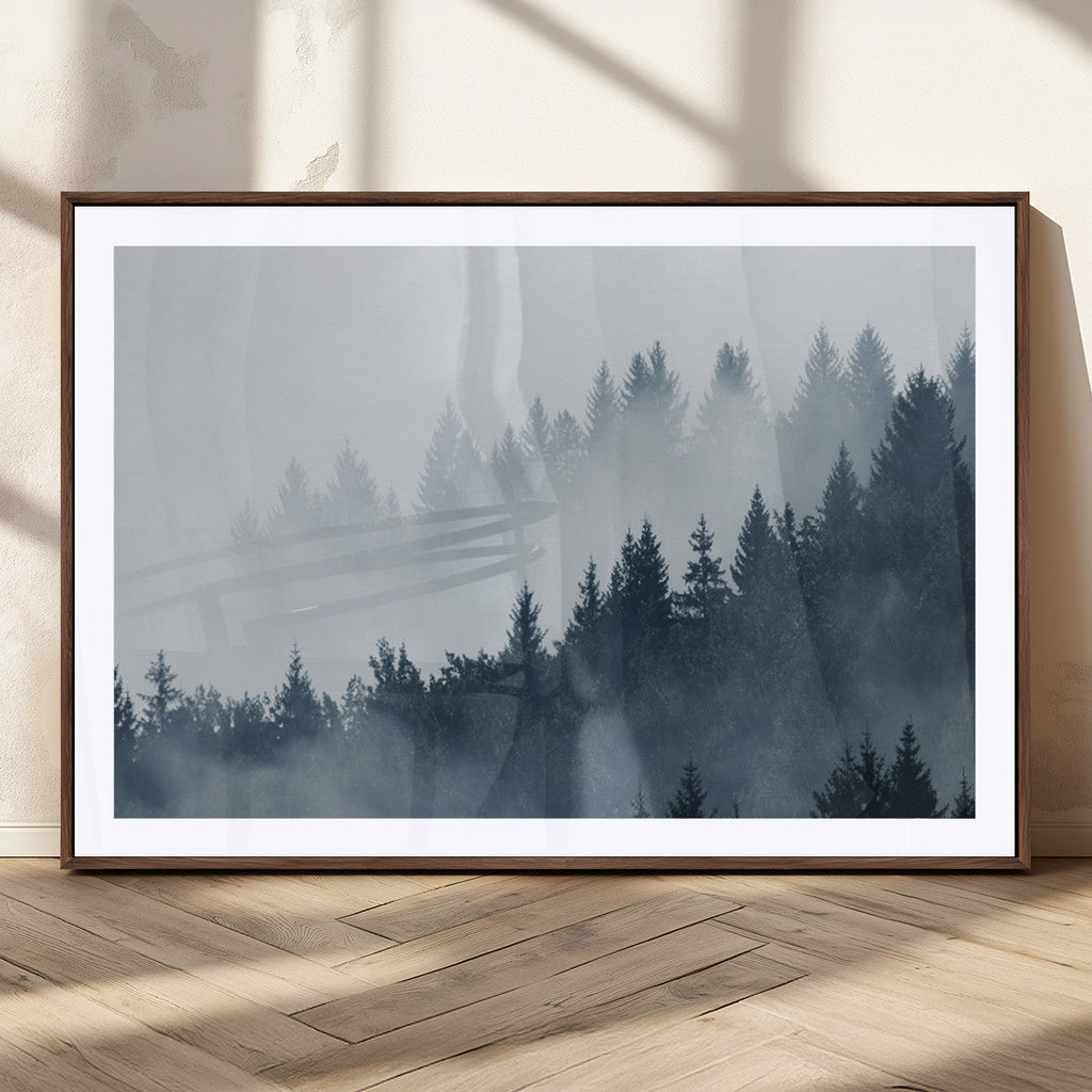 Foggy Pine Forest Wall Art Canvas Print