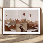 Boho Wall Art Canvas Print Set | Mid-Century Bohemian Wall Artwork, Boho Neutral