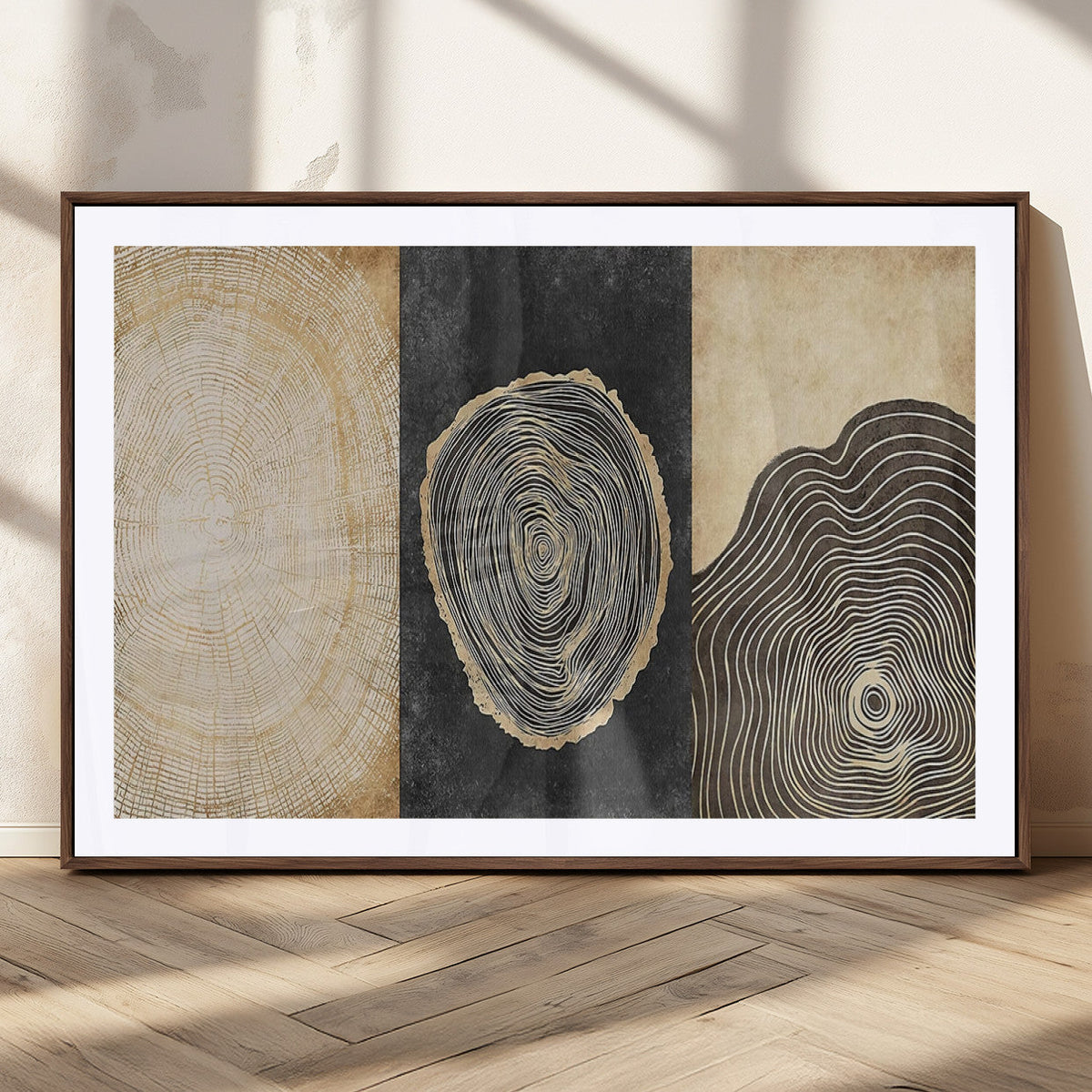 Tree Rings Canvas Wall Art Print, Minimalist Natural History in Modern Decor