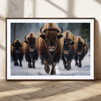 Buffalo Wall Art Canvas Print, American Bison Herd Wall Art