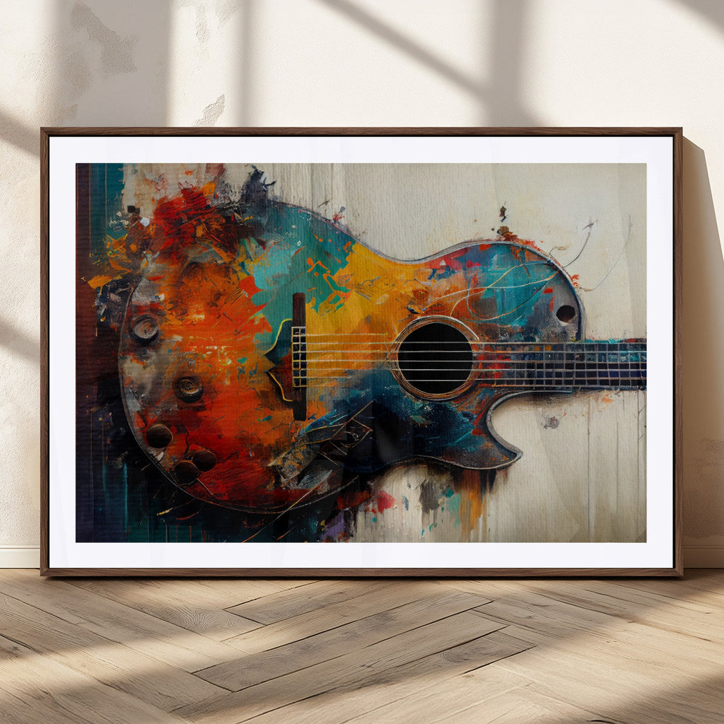Abstract Guitar Wall Art Canvas | Vibrant Music-Inspired Art for Living Room or Studio