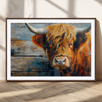 Highland Cow Abstract Canvas Wall Art, Bold Farmhouse Decor