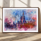 Disney Wall Art: Dreamy Watercolor Cinderella Castle Canvas Print