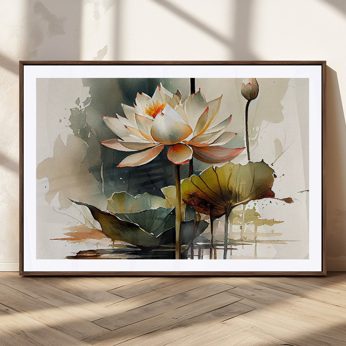 Lotus Flower Watercolor Canvas Print | A Symbol of Serenity and Growth in Soft Watercolors
