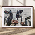 Vintage Baby and Mom Cattle Wall Art Canvas Print