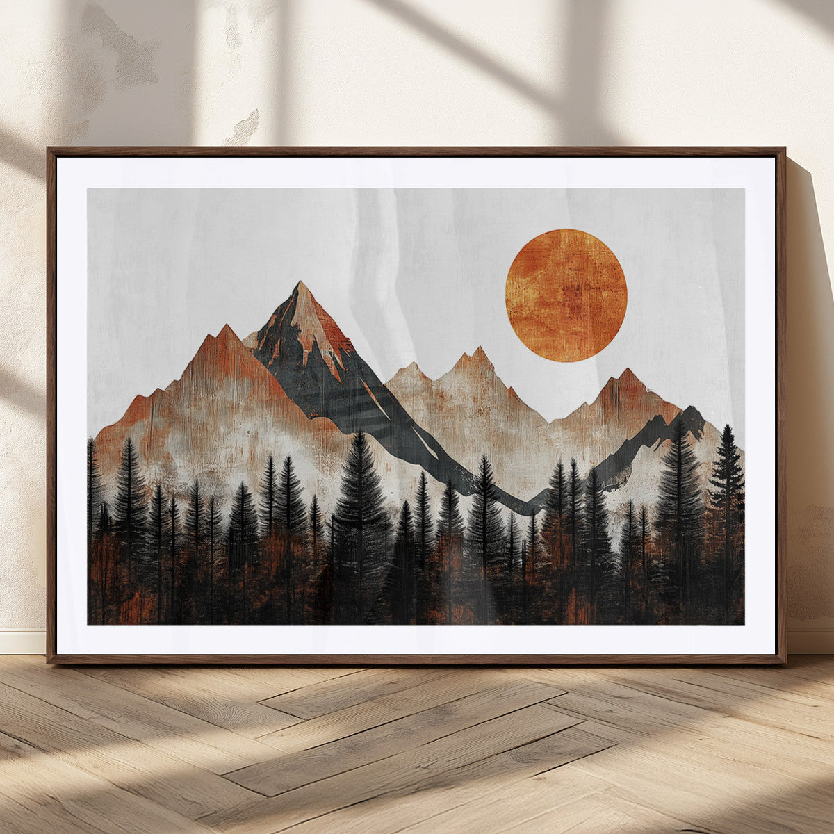 Modern Abstract Mountain Canvas Wall Art Print