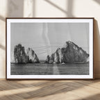 Coastal Wall Art | Framed Black White Ocean Canvas Artwork