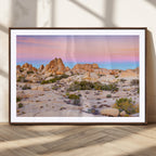 Vibrant Sunset Sky Wall Art Canvas Print, Framed Joshua Tree Desert Artwork