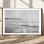 Black and White Seascape Wall Art Canvas Print, Framed Misty Ocean Waves