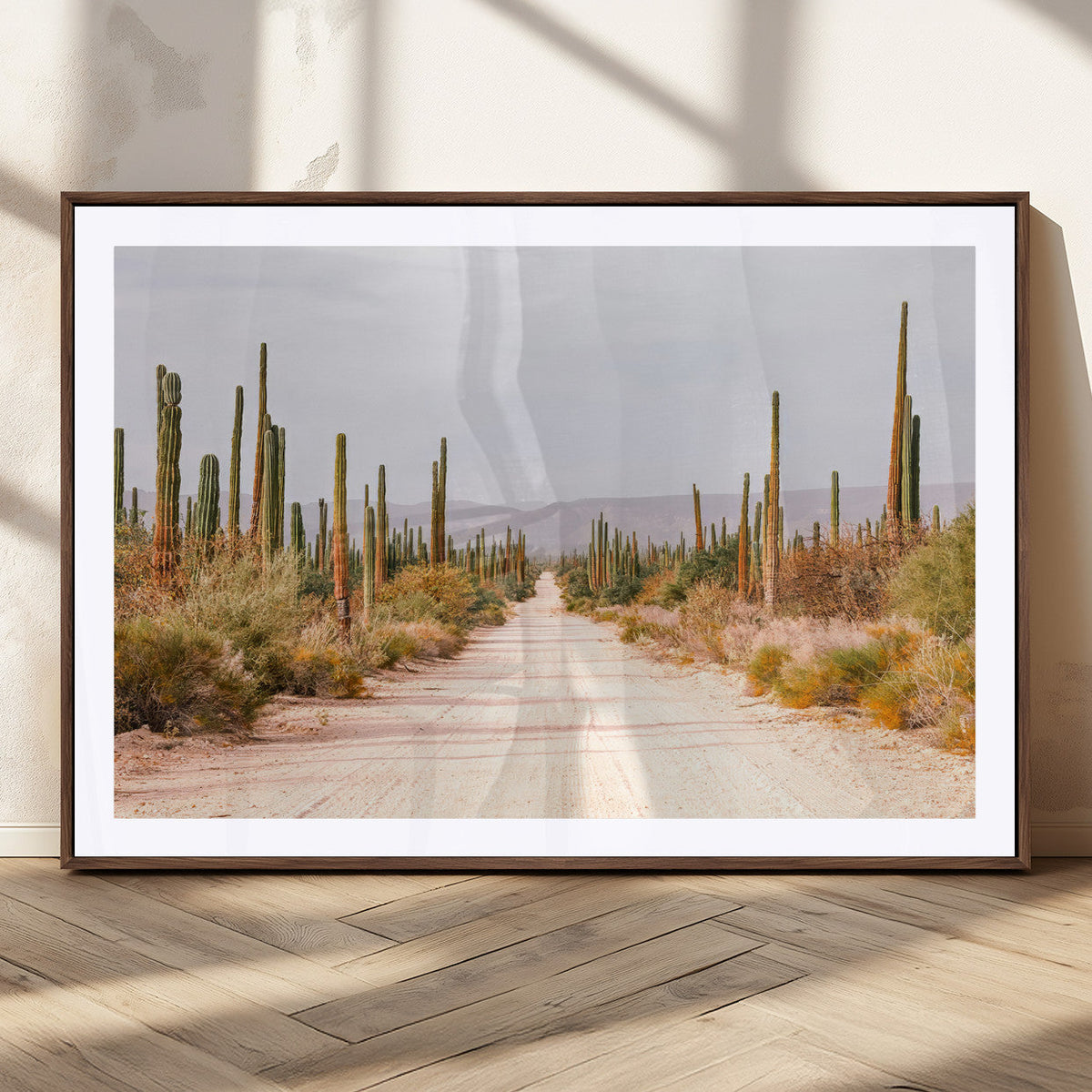 Desert Cactus Wall Art Canvas Print, Framed Southwestern Art, Bohemian Western Decor
