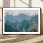 Misty Mountain Wall Art Canvas Print, Framed Cloudy Andean Art, Rugged Mountain Landscape