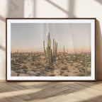 Desert Cactus Wall Art Canvas Print, Framed Baja Desert Art, Pastel Southwestern Decor