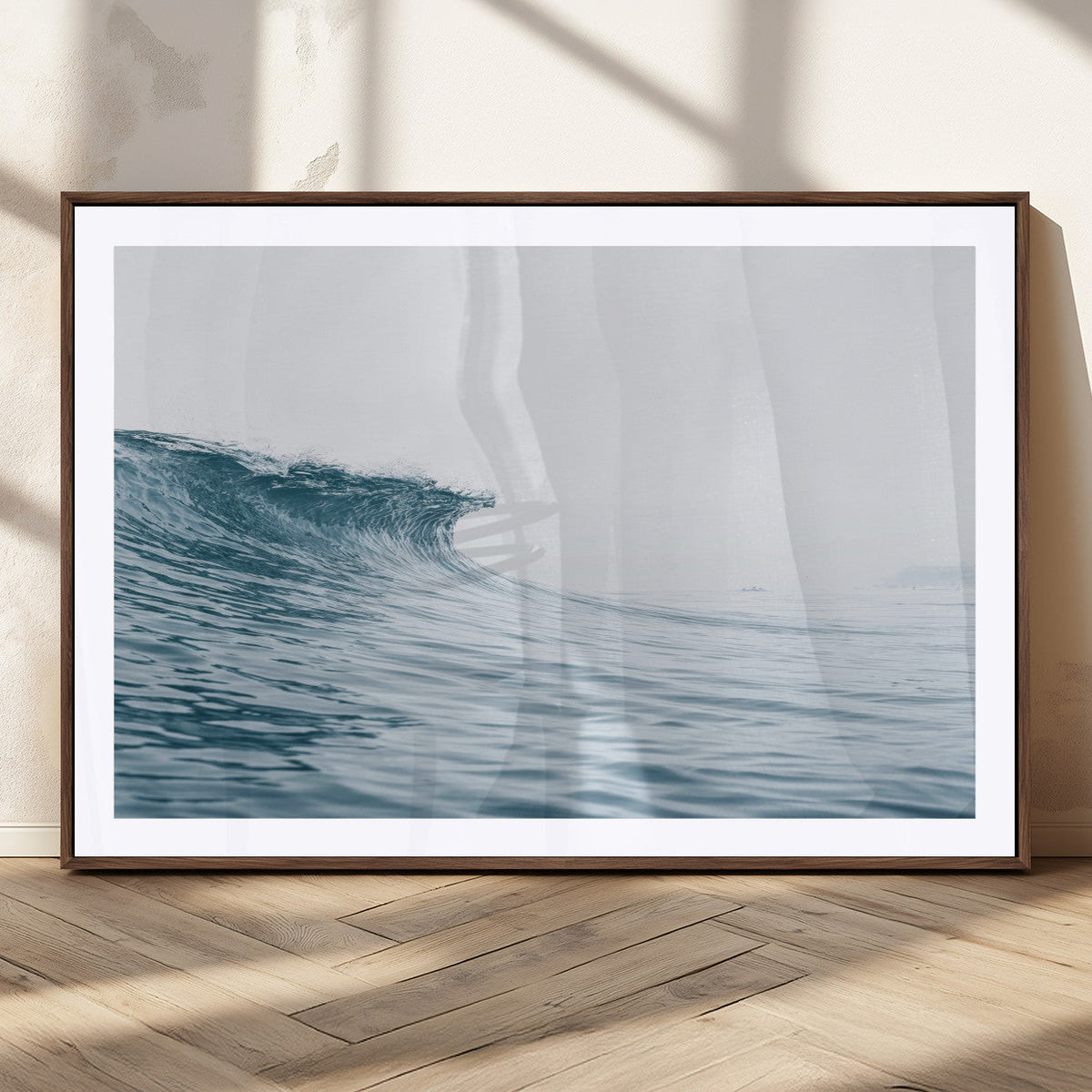 Ocean Wave Wall Art Canvas Print, Framed Coastal Decor Art, Modern Minimalist Ocean