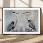 Heron Wall Art Canvas Print, Framed Bird Canvas Decor, Nature Inspired Coastal Art