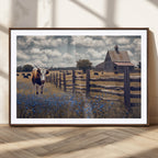 Texas Longhorn Canvas Wall Art Print, Framed Rustic Barn Farmhouse Decor