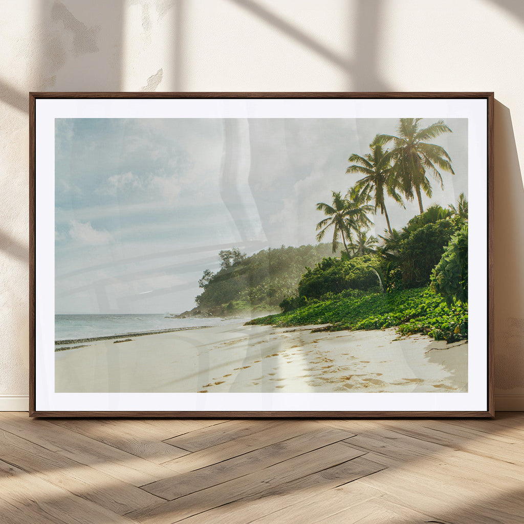 Relaxing Beach Wall Art Canvas Print, Framed Ocean View Coastal Serenity