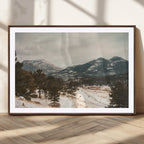 Mountain Landscape Wall Art Canvas Print, Framed Snowy Peaks Alpine Winter
