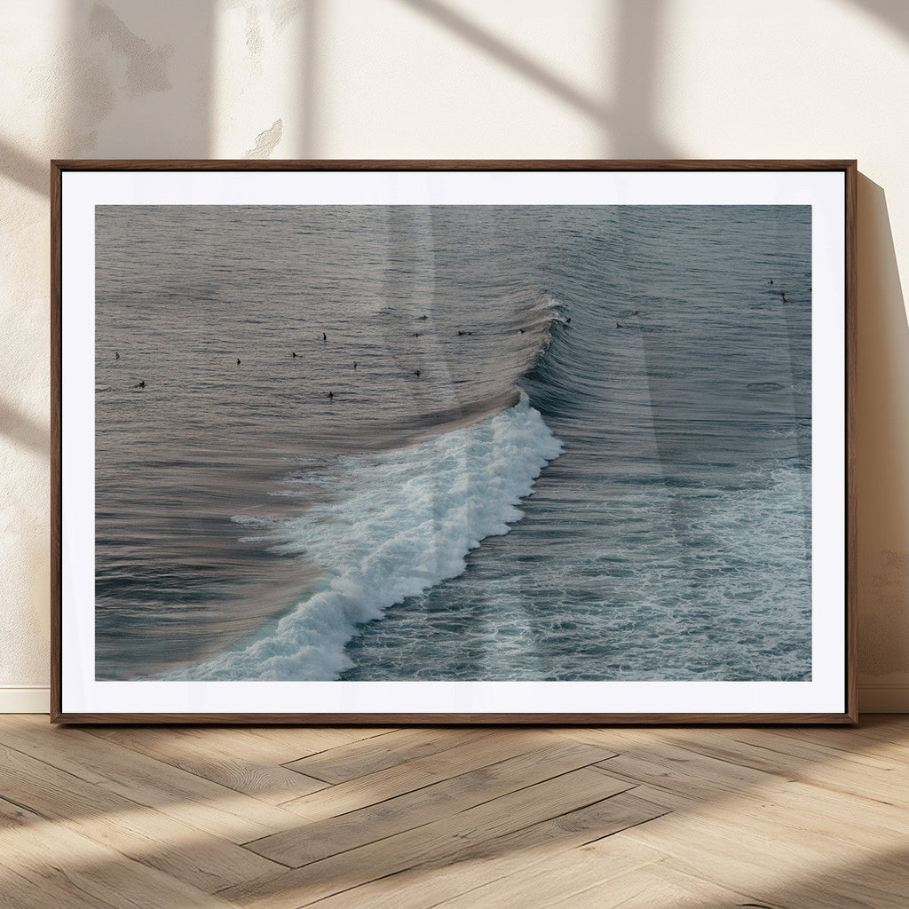 Ocean Waves Wall Art Canvas Print, Framed Coastal Serenity Surf Scene