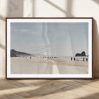 Minimalist Beach Wall Art Canvas Print, Framed Coastal Serenity Soft Sand