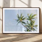 Palm Trees Wall Art Canvas Print, Framed Tropical Coastal Scene Under Blue Sky