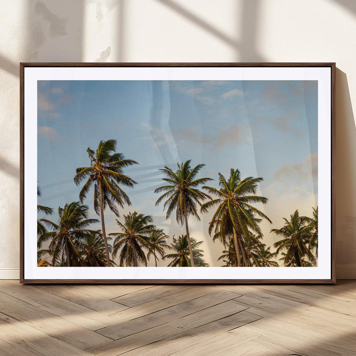 Palms Wall Art Canvas Print, Framed Tropical Coastal Nature Scene
