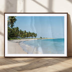 Palm Tree Coast Wall Art Canvas Print, Framed Island Getaway with Crystal Blue Water