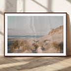 Beach Landscape Wall Art Canvas Print, Framed Sand Dune Photography, Minimalist Seascape Coastal Decor