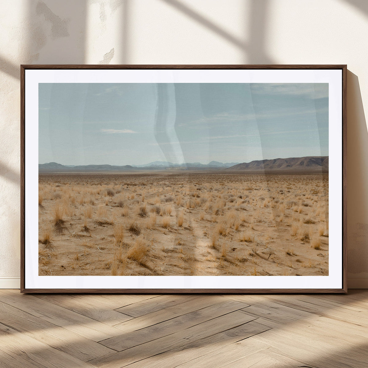 Desert Plains Wall Art Canvas Print, Golden Light Over Dry Grass and Open Horizon