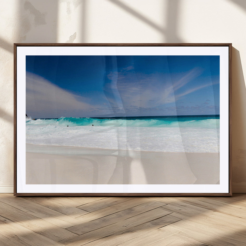 Ocean Breeze Wall Art Canvas Print, Aqua Waves and Coastal Horizon Under a Blue Sky