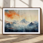 Warm Clouds Abstract Mountain Wall Art, Modern Landscape Canvas Print