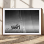 Elephant and Zebra Wall Art Canvas Print, Modern Artwork