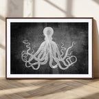 Black White Octopus Wall Art Canvas Print