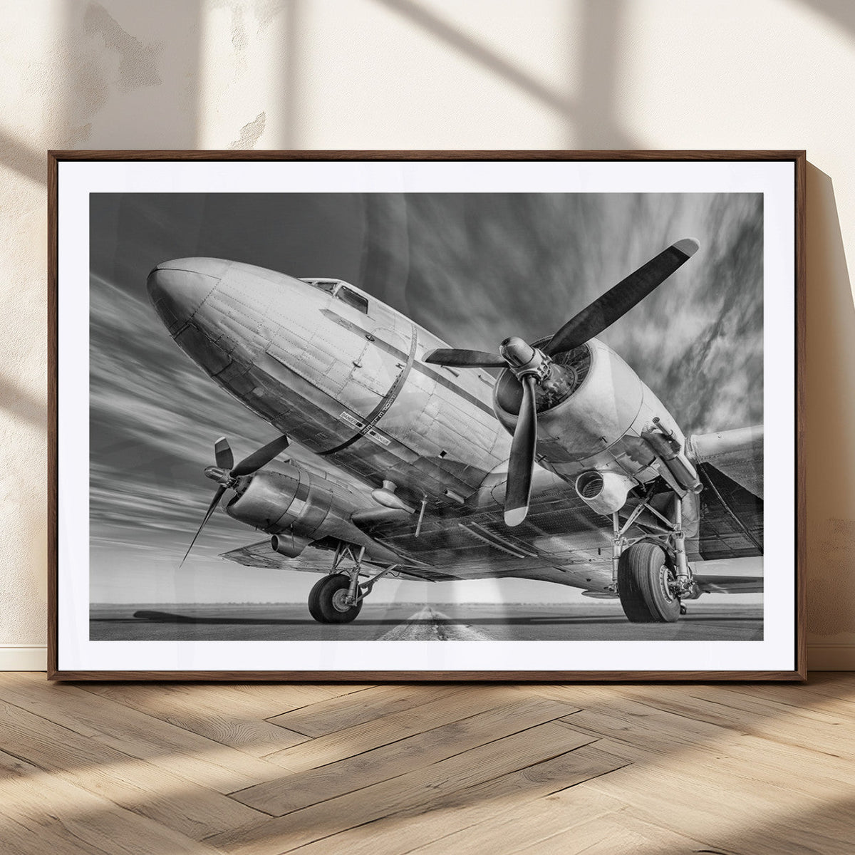 Vintage Airplane on Runway Canvas Print