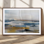 Abstract Landscape Wall Art Canvas | 3 Panel Modern Blue, Gold and White Canvas Art